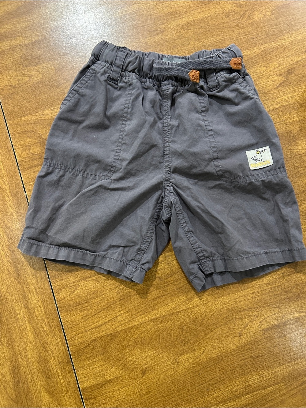 Toddler Gray Elastic Waist Shorts with Duck Patch